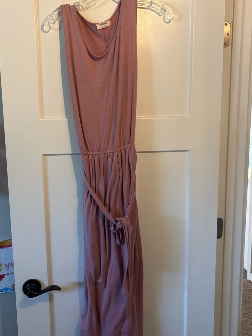 Z Supply Dusty Mauve Sleeveless Maxi Dress with Tie Waist